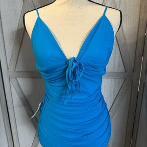 Bardot Bright Blue Ruched Mini Dress
